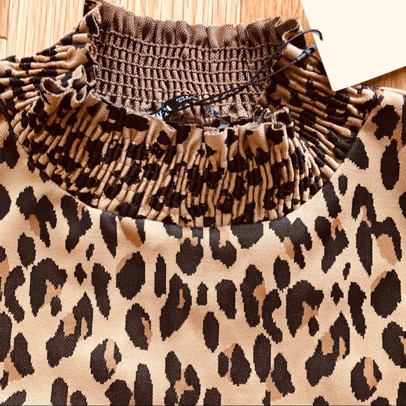 NWT Zara Leopard Print Jacquard Dress - Picture 8 of 8